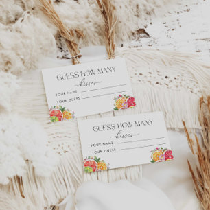 Citrus Guess How Many Kisses Bridal Game Enclosure Card