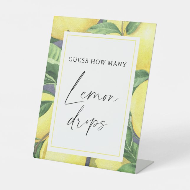 Citrus - guess how many lemon drops pedestal sign (Front)