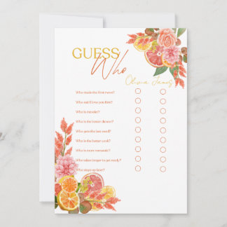 Citrus Guess Who Bridal Shower Game  Invitation