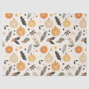 Citrus, Holly and Pine Needles Cosy Christmas Tissue Paper