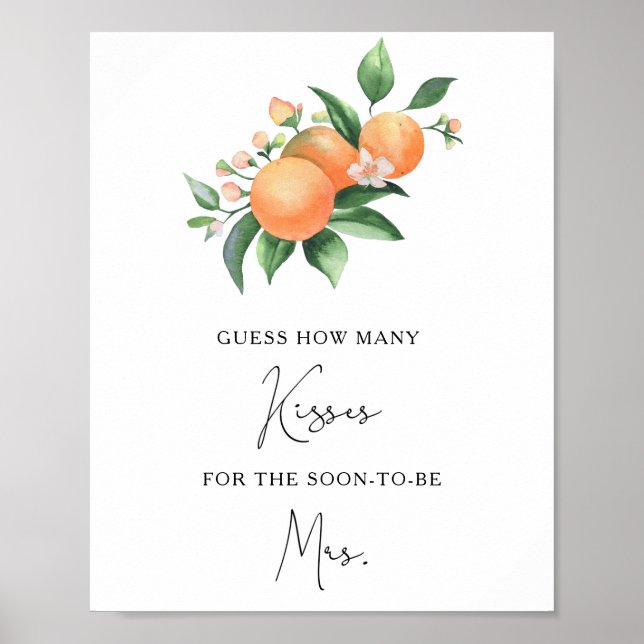 Citrus - How many kisses bridal shower game Poster (Front)