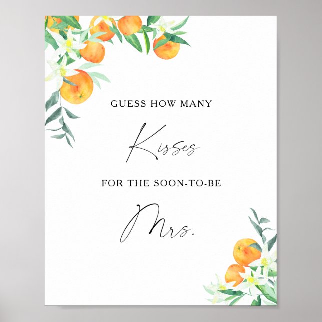 Citrus - How many kisses bridal shower game Poster (Front)