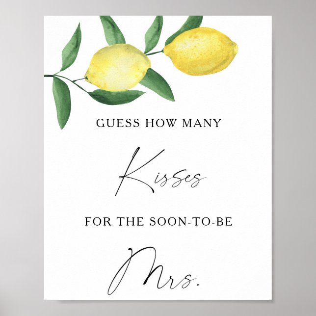Citrus - How many kisses bridal shower game Poster (Front)