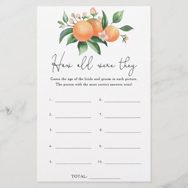 Citrus - How old were they bridal game (Front)