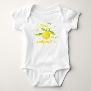 Citrus just got real watercolor lemon baby bodysuit