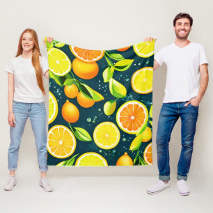 Citrus Kaleidoscope: A Vibrant Medley Fleece Blanket