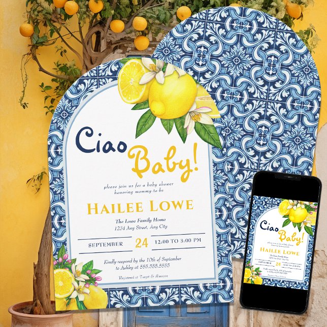 Citrus Lemon Amalfi Coast Baby Shower Invitation (Creator Uploaded)