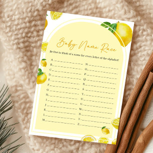 Citrus Lemon Baby Shower Baby Name Race Game