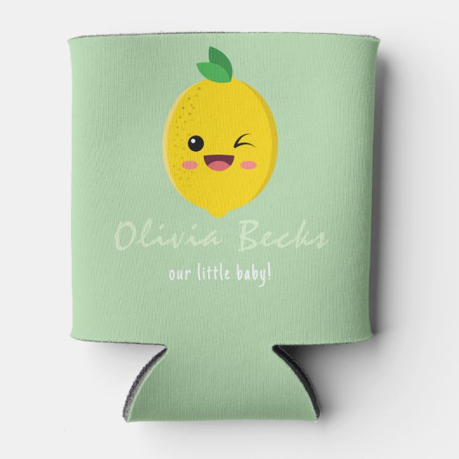 Citrus Lemon Baby Shower Can Cooler (Front)