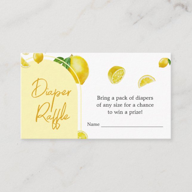 Citrus Lemon Baby Shower Diaper Raffle Enclosure Card (Front)