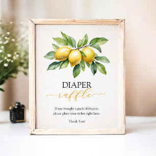Citrus Lemon Baby Shower Diaper Raffle Game Poster