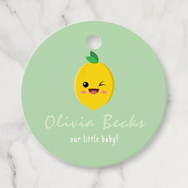 Citrus Lemon Baby Shower Favour Tags (Front)