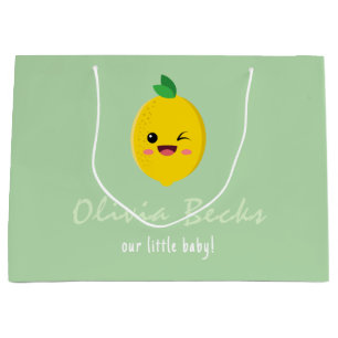 Citrus Lemon Baby Shower Large Gift Bag