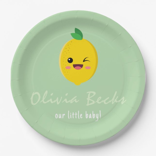 Citrus Lemon Baby Shower Paper Plate (Front)