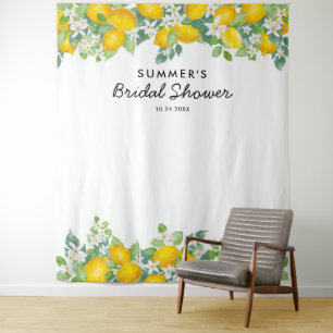 Citrus Lemon Baby Shower Photo Backdrop Tapestry