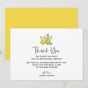 Citrus Lemon Baby Shower Thank You Cards