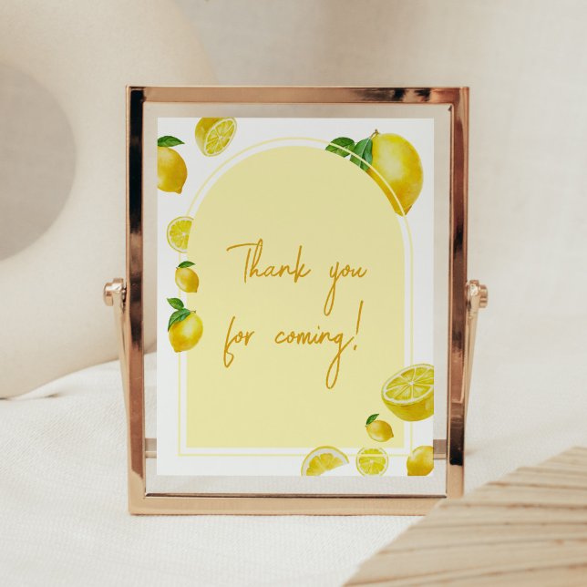 Citrus Lemon Baby Shower Thank You for Coming Poster (Sweet Little One Citrus Baby Shower Thank You for Coming Sign)
