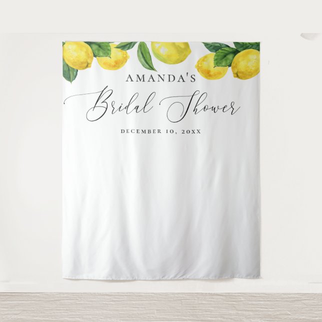 Citrus lemon backdrop. Bridal shower background Tapestry (Front)