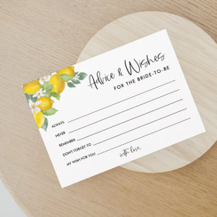 Citrus Lemon Bridal Shower Advice and Wishes Thank You Card