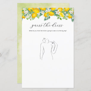 Citrus Lemon Bridal Shower Guess The Dress Game