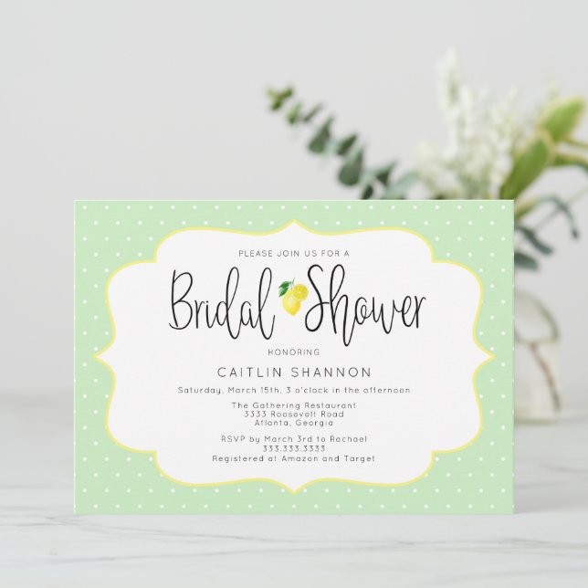 Citrus Lemon Bridal Shower Invitation (Standing Front)