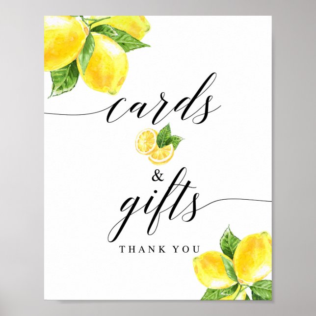Citrus Lemon Cards and Gifts Sign 8x10" (Front)