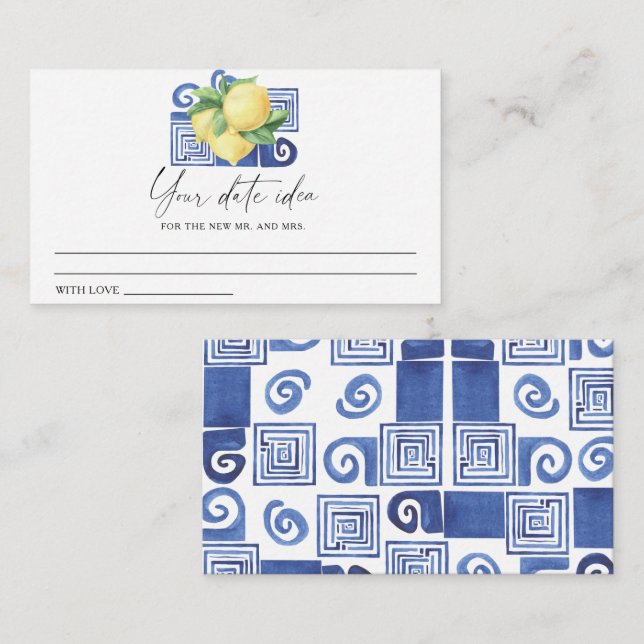 Citrus Lemon - Date night ideas \ Date jar  Enclosure Card (Front/Back)