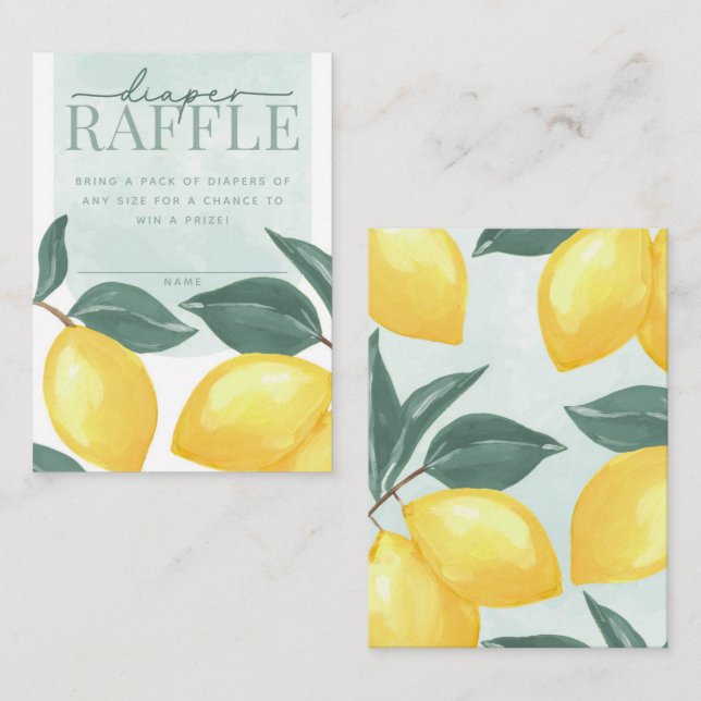 Citrus Lemon Diaper and Wipes Raffle Card Insert (Front/Back)