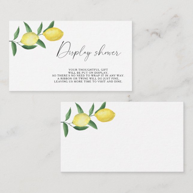 Citrus lemon - Display shower  Enclosure Card (Front/Back)
