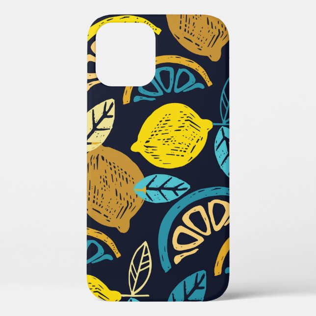 Citrus Lemon Doodle Pattern Background Case-Mate iPhone Case (Back)