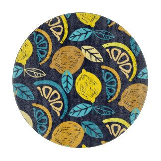 Citrus Lemon Doodle Pattern Background Cutting Board