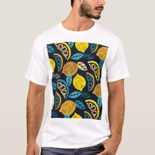 Citrus Lemon Doodle Pattern Background T-Shirt