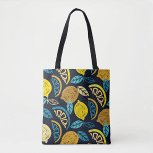 Citrus Lemon Doodle Pattern Background Tote Bag
