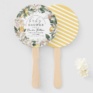 Citrus Lemon Floral Watercolor Baby Shower Hand Fan