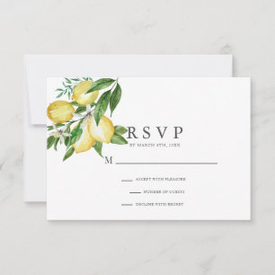 Citrus Lemon Floral Watercolor RSVP Card