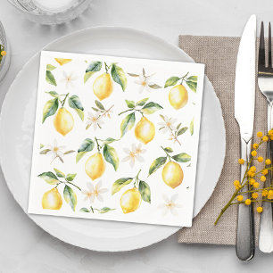 Citrus Lemon Fruit Floral Botanical Pattern Napkin