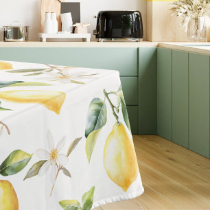 Citrus Lemon Fruit Floral Botanical Pattern Tablecloth