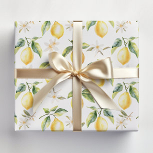 Citrus Lemon Fruit Floral Botanical Pattern Wrapping Paper Sheet