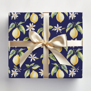 Citrus Lemon Fruit Floral Botanical Pattern Wrapping Paper Sheet