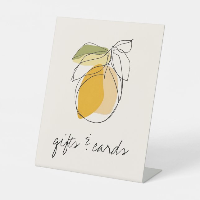 Citrus Lemon Gifts Cards Table Bridal Shower Pedestal Sign (Front)