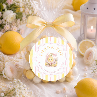 Citrus Lemon Girl Baby Shower Thank You Classic Round Sticker