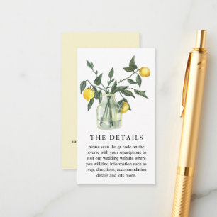 Citrus Lemon Greenery QR Code Wedding Enclosure Card