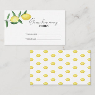 Citrus lemon - guess how many corks bridal game enclosure card