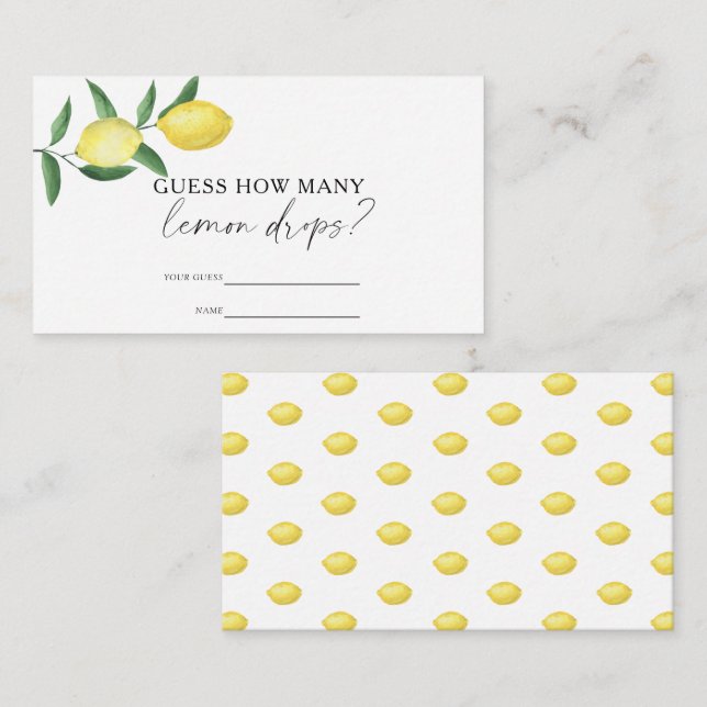 Citrus lemon - Guess how many LEMON DROPS Enclosure Card (Front/Back)