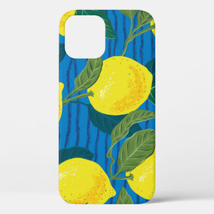 Citrus Lemon: Hand-Drawn Vintage Seamless. iPhone 12 Case