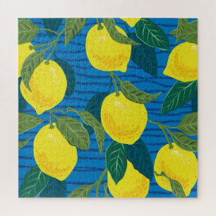 Citrus Lemon: Hand-Drawn Vintage Seamless. Jigsaw Puzzle