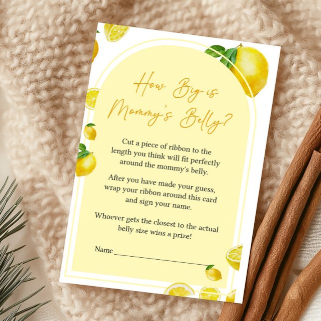 Citrus Lemon How Big Is Mummy's Belly Game (Sweet Little One Citrus Baby Shower How Big Is Mommy's Belly Game)