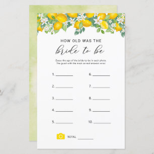 Citrus Lemon How Old Was The Bride Game