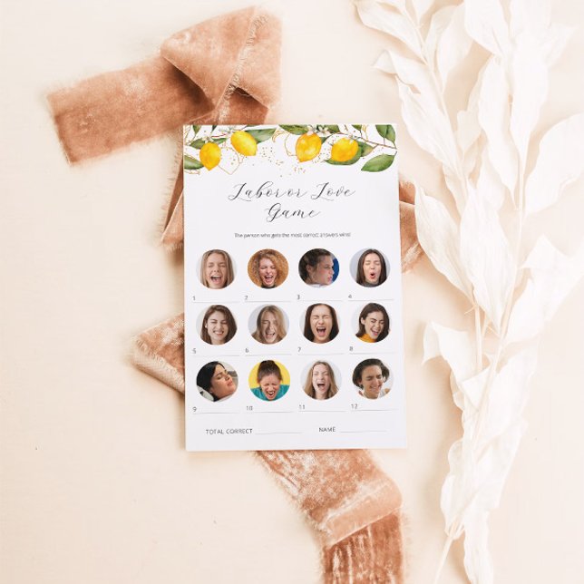 Citrus Lemon Labour or Love Baby Shower Game Card (Creator Uploaded)
