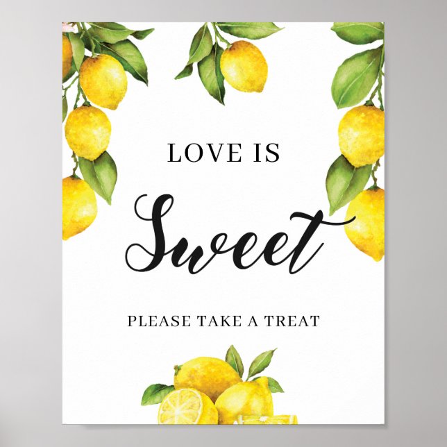 Citrus Lemon Love Is Sweet Sign for Bridal Shower (Front)